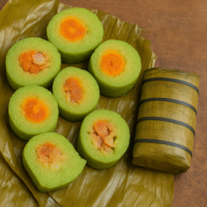 នំអន្សមជ្រូកពងទាប្រៃស្លឹកតយ